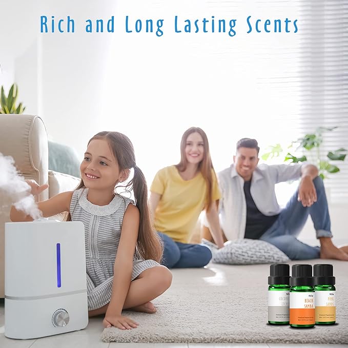 Beach Fragrance Oils Set, MitFlor Essential Oils for Diffusers for Home, 6x10ml, Fragrance Oil for Soap Candle Making, Premium Summer Diffuser Oils Scents, Pink Sands, Ocean Mist and More