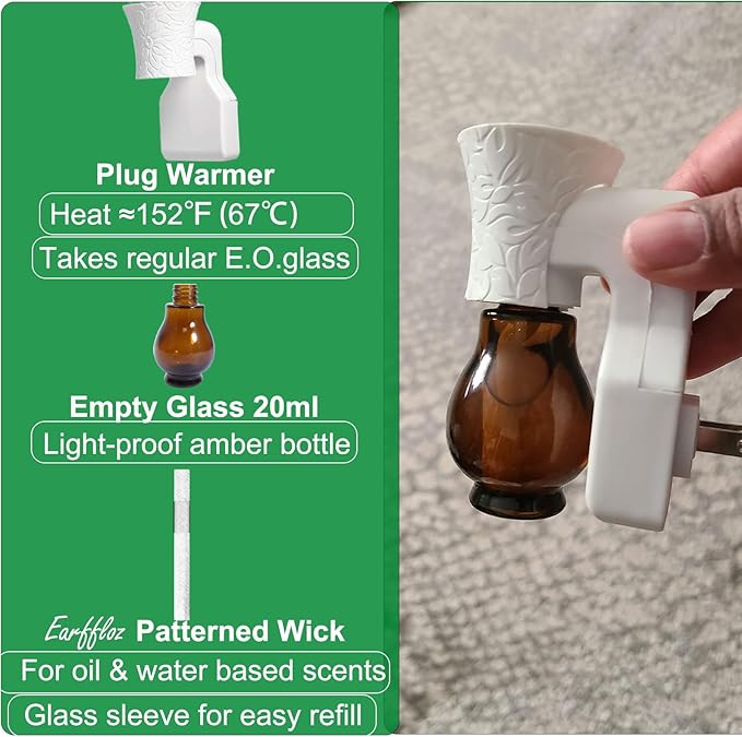 Blank Plug in Air Freshener Polarized Wall Plug Oil Diffuser for DIY Characteristic Home Scent from Natural Essential Oil, EO+Water, Fragrance Refill (White 2 Sets)