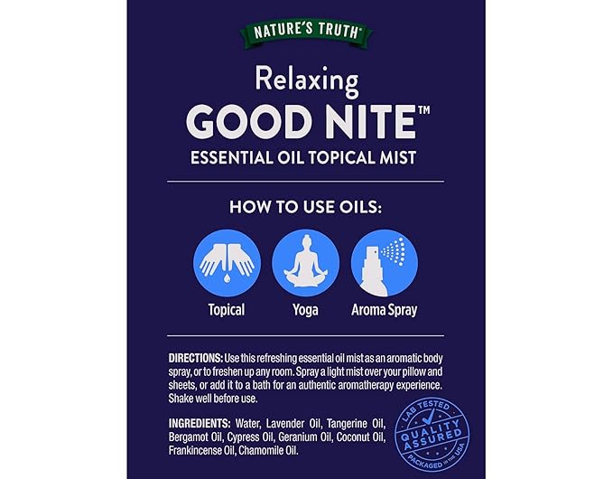 Nature's Truth Good Nite Essential Oil Topical Mist, Calming Blend, Yoga, & Aroma Spray, 2.4 FL OZ - 2 Pack