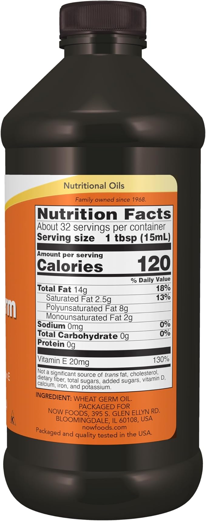 NOW Foods Supplements, Wheat Germ Oil with Essential Fatty Acids (EFAs), Nutritional Oil, 16-Ounce