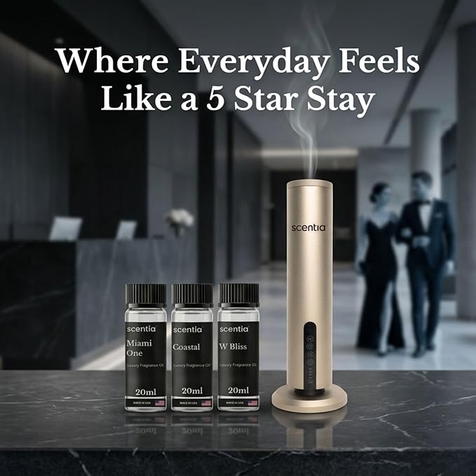 Scentia Hotel Essential Oils 3-Pack - Miami One, Coastal & W Bliss Luxury Aromatherapy Diffuser Oils - 3x20ml