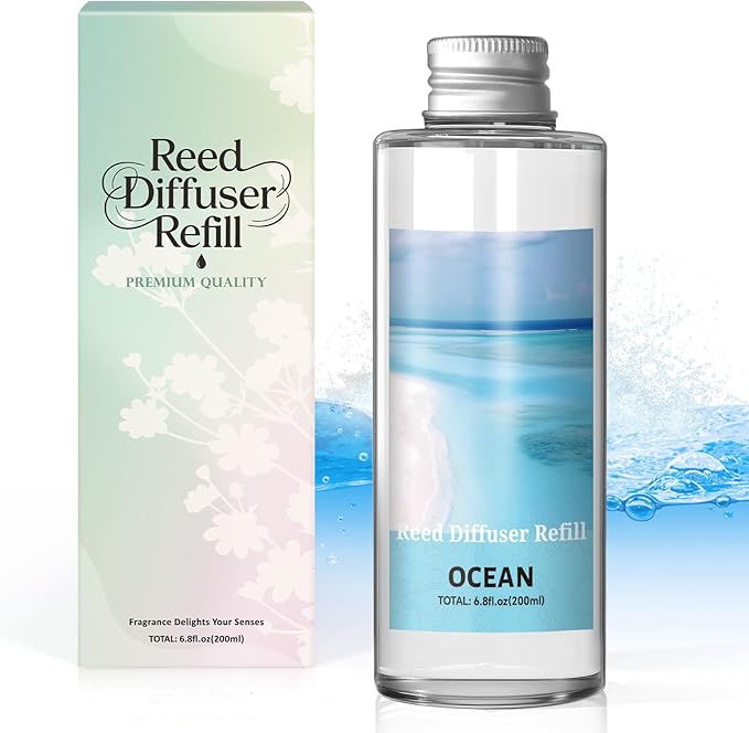 SCENTORINI Reed Diffuser Oil Refill, Ocean Diffuser Oil 6.76 Fl Oz, Natural Scented Essential Oil Refill Long Lasting Home Fragrance for Bathroom Room Spa Aromatherapy Hotel Decor