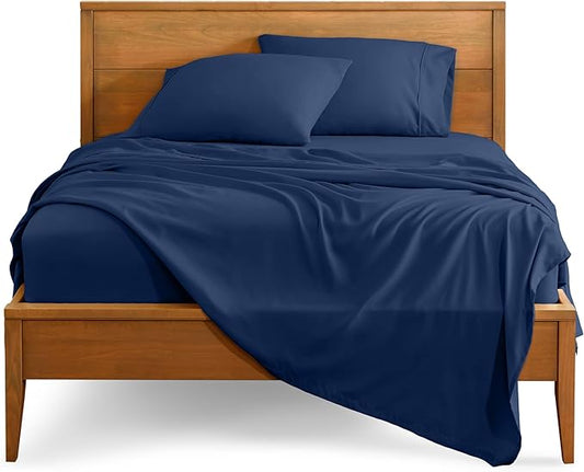 Bare Home Full XL Sheet Set - 1800 Ultra-Soft Microfiber Full Extra Long Bed Sheets - Double Brushed - Deep Pockets - Easy Fit - 4 Piece Set - Bedding Sheets & Pillowcases (Full XL, Dark Blue)