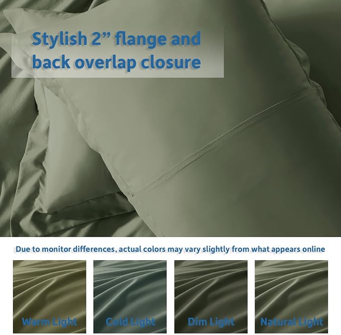 Nestl Twin Duvet Cover Set with Comforter Insert - Olive Green 3 Piece 68x90 Duvet Cover & 1 Pillow Sham with White Quilted Down Alternative Comforter, Ultra Soft, All Season