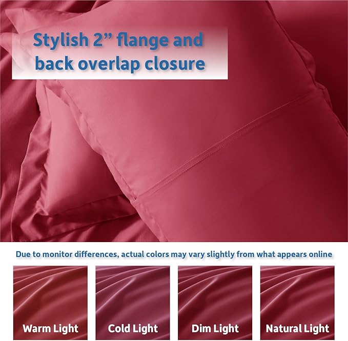 Nestl Full Duvet Cover Set with Comforter Insert - Burgundy Red 4 Piece 80x90 Duvet Cover & 2 Pillow Shams with White Quilted Down Alternative Comforter, Ultra Soft, All Season