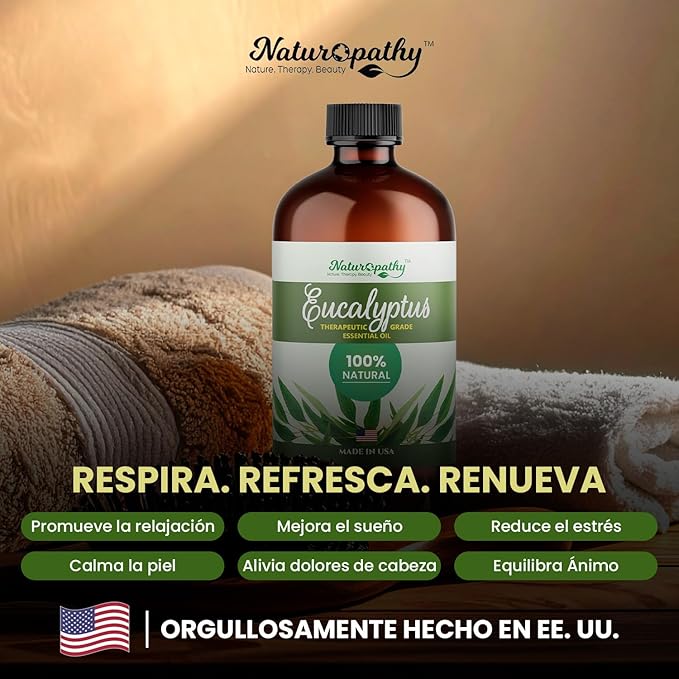 Naturopathy Eucalyptus Essential Oil, Therapeutic Grade, Premium Quality Perfect for Aromatherapy (4 fl oz)