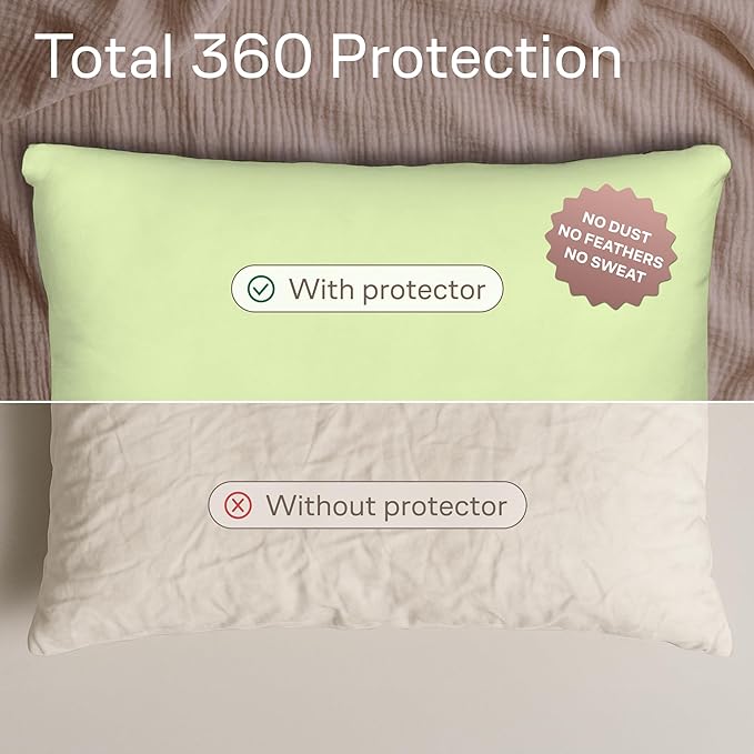 Ultra Soft Pillow Protectors with Zipper King Size - Set of 4 Breathable Pillow Covers - 100% Protection Against Stains, Dust & Dirt - Machine Washable (Sage)