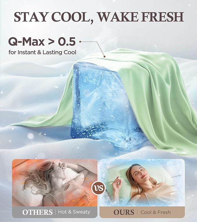 Instant Chill Cooling Pillowcase for Hot Sleepers, 2% HA Infused Pillowcase Hydrates Skin & Hair, Reduces Wrinkles & Frizz, Softer Than Silk Pillow Cases, Pillow Covers Queen (Grass Green, 1 Pack)