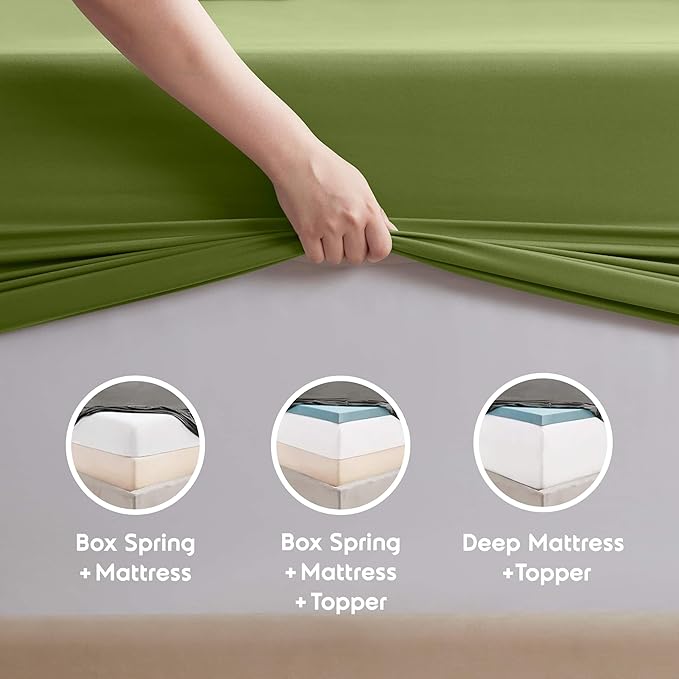 Nestl Extra Deep Twin XL Sheet Set - 4 Piece Breathable & Cooling Sheets - Hotel Luxury Bedding Set w/18-24 Inch Deep Pockets - Easy & Secure Fit - Super Soft, Wrinkle Free & Comfy - Calla Green