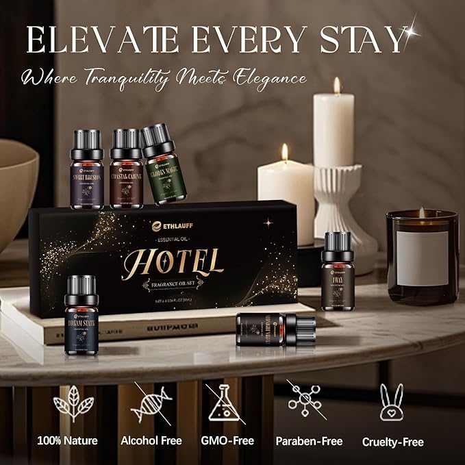 Hotel Collection Diffuser Oil, Hotel Diffuser Oils, Luxury Essential Oil for Diffuser, Soap & Candle Making Scents - 1 Way, Dream State, Coastal Cabine, Gloden Magic