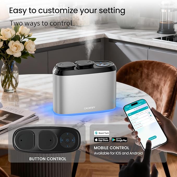 Waterless Scent Diffuser,Hotel Scent Oils Included-Whole House Air Freshener-Scent Diffusers for Home,Office,Essential Oil Diffuser Large Room,Smart, Cold-Air Tech,App Control (Luxury SL)