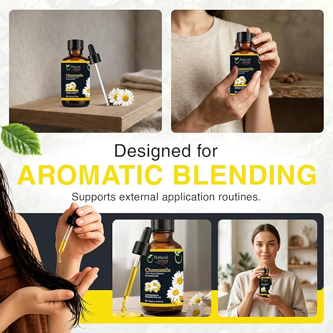 Chamomile Essential Oil | Pure Aromatherapy Oil for Diffusers, Hair Growth, Skin, Scalp Care, Massage | Refreshing Hair Oil for Women & Men | Natural Essential Oil for Diffuser | 4 Fl Oz (120 mL)