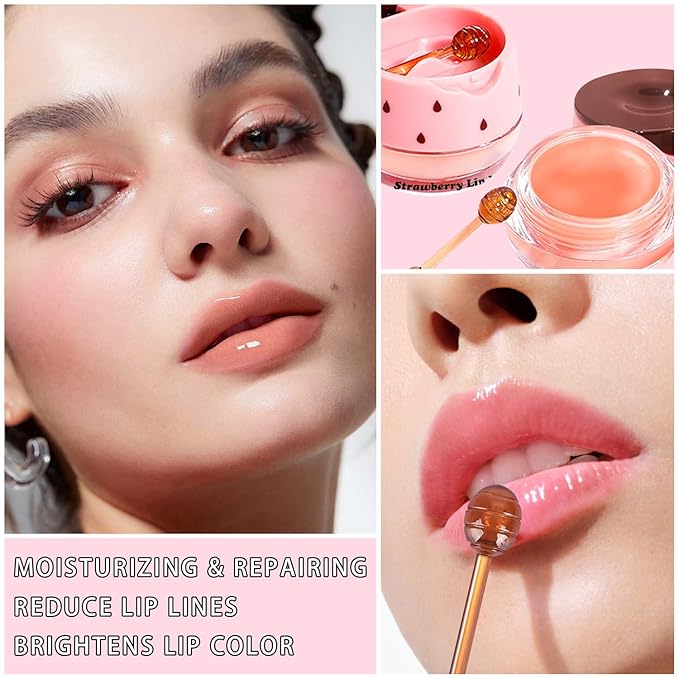 Clouds Coconut Lip Sleeping Mask – Bee Propolis Moisturizing Lip Balm in Honey Pot – Natural Exfoliating Overnight Lip Care – Repair for Dry and Cracked Lips