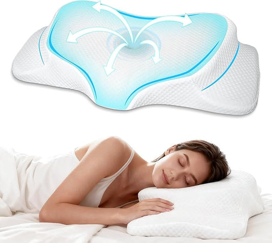 AlignCore Cervical Neck Pillow - Ergonomic Firm Memory Foam Bed Pillows for Sleeping, Neck Pillows for Pain Relief, Back and Side Sleeper Pillow