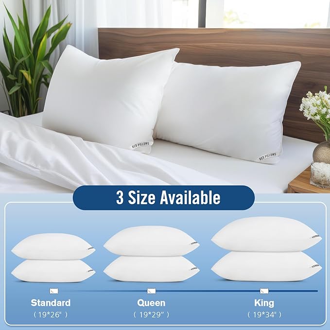Piwaal Luxury Hotel Pillows for Sleeping 4 Pack,Bed Pillows Queen Size Set of 4,Down Alternative Filling,Pillows for Back,Stomach and Side Sleepers