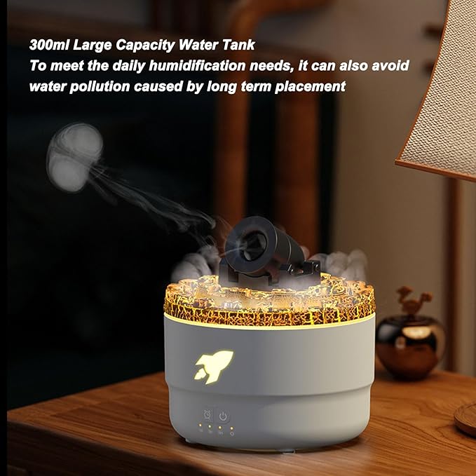 Cannon Humidifiers with Timer for Bedroom, Cannon Aromatherapy Humidifier Diffuser, Essential Oil Aromatherapy Machine with Colorful LED Lights, Small Home Desktop (White)