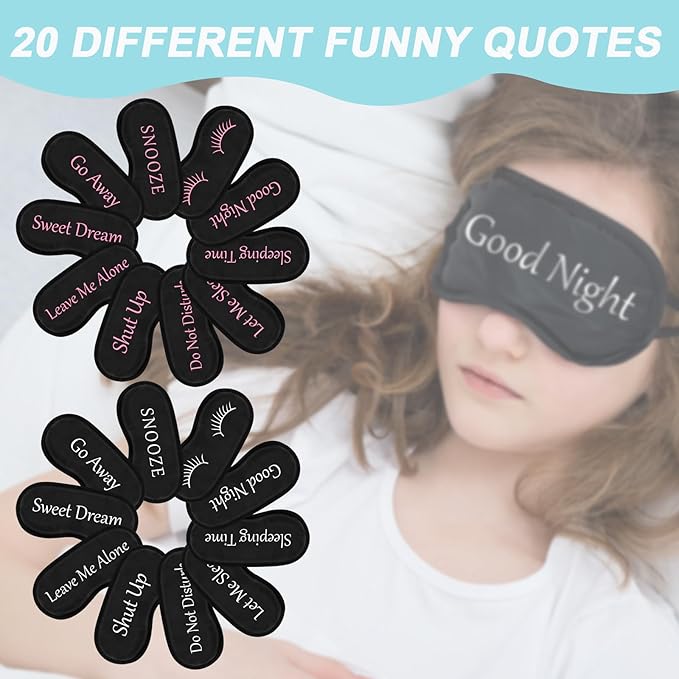 Eurzom 40 Pcs Funny Sleep Eye Mask Soft Night Mask Bulk for Sleeping Blackout Blindfolds with Adjustable Strap for Women Men Kids Nap Meditation Party Travel Gifts Favors(Mixed Colors)