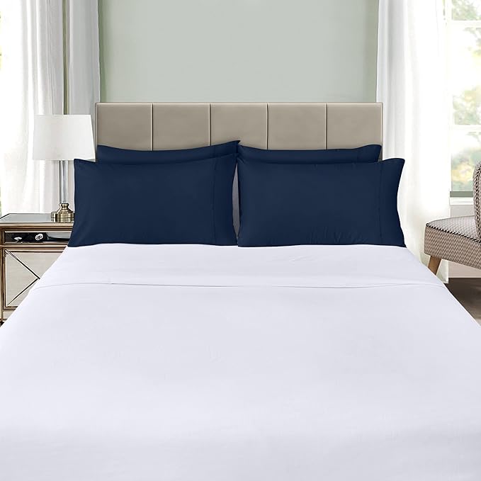 Utopia Bedding King Pillow Cases - 4 Pack - Envelope Closure - Soft Brushed Microfiber Fabric - Shrinkage and Fade Resistant Pillow Covers King Size 20 X 40 Inches (King, Navy)