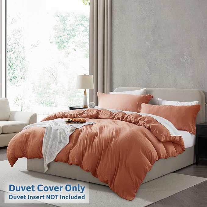 Nestl Rust California King Duvet Cover Sets - Soft Double Brushed Cal King Duvet Cover, 3 Piece, with Zipper Closure, 1 Duvet Cover 104x98 inches and 2 Pillow Shams