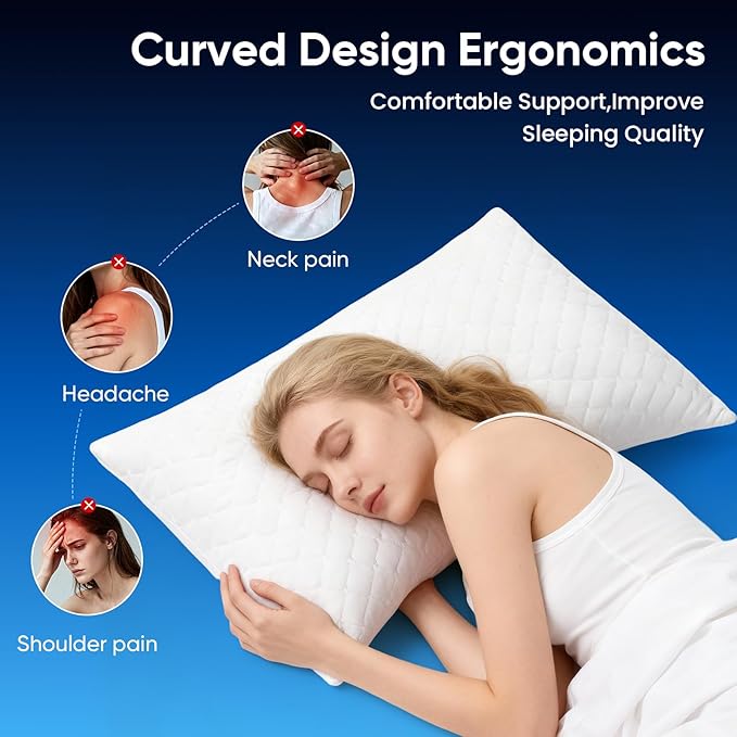 TWK Original Adjustable Bed Pillow for Sleeping, Good for Side, Back & Stomach Sleeper with Washable Removable Cover, Additional Foam Fill Included (White, Queen Size (4 Pack))