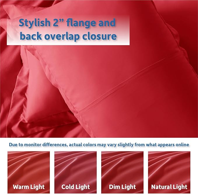 Nestl Twin Duvet Cover Set with Comforter Insert - Red 3 Piece 68x90 Duvet Cover & 1 Pillow Sham with White Quilted Down Alternative Comforter, Ultra Soft, All Season