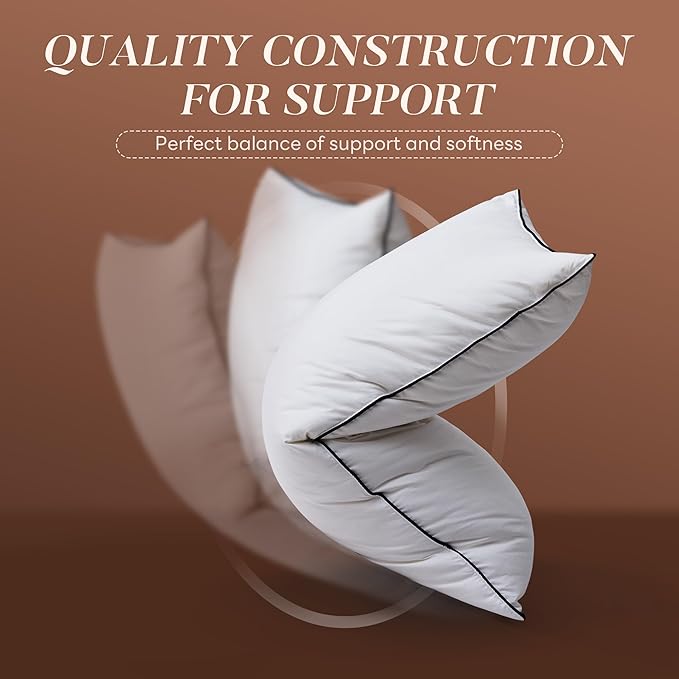 Feather Down Pillows King Size Set of 2, Luxury Hotel Collection Bed Pillow for Sleeping, 2 Pack, Fluffy Plush for Side, Back Sleepers Medium Firm, 20x36 in.