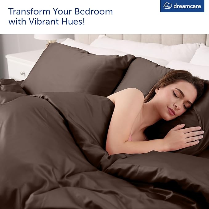 DREAMCARE King Size Sheets Set - 6 pcs Breathable Cooling Bed Sheets - up to 21" Extra Deep Pocket King Sheet Set with Side Pockets -Extra Soft 100% Brushed Hypoallergenic Hotel Luxury Bedding M-Brown