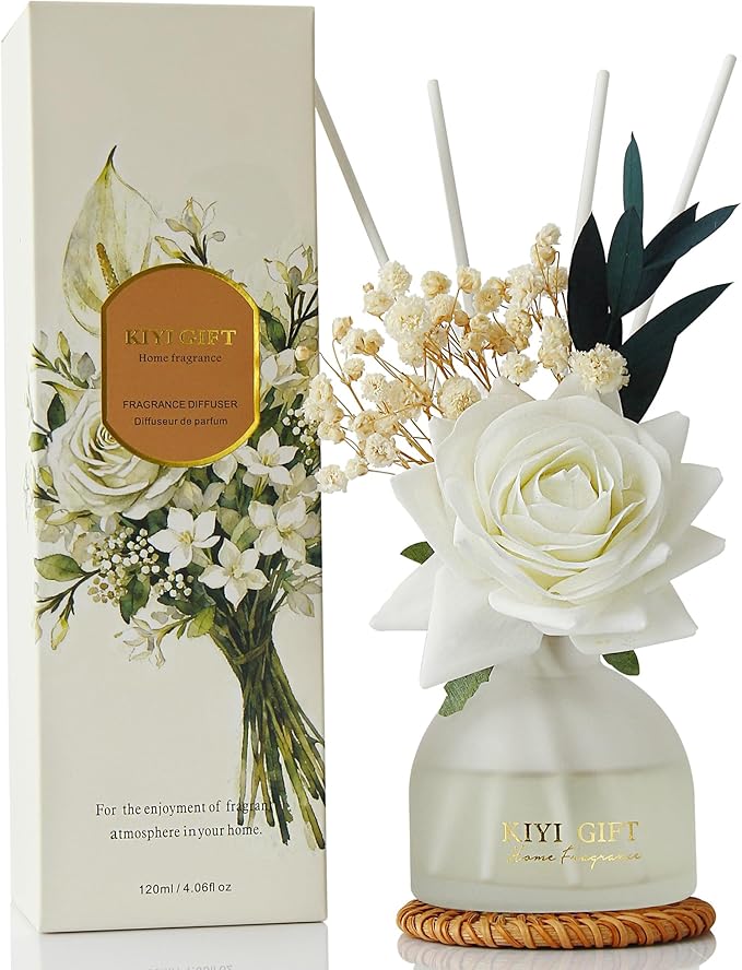 Reed Diffuser Set,4.06 oz Scented Diffuser with 6 Sticks,Home Fragrance,Reed Diffuser for Bathroom Shelf Decor (Pear Freesia)