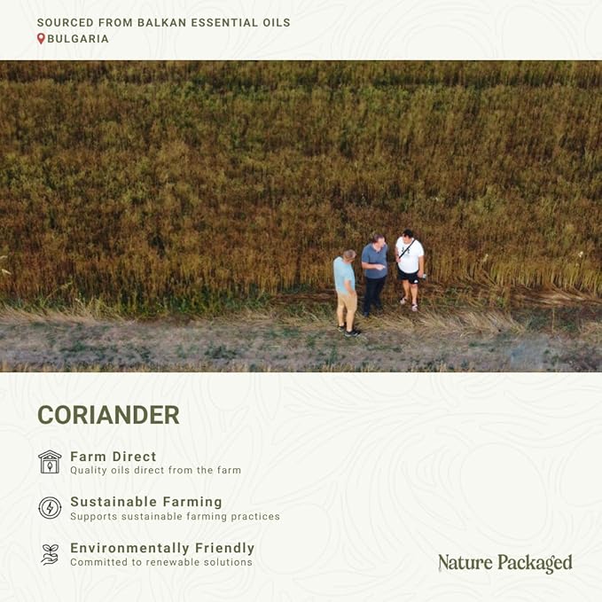 Coriander Essential Oil - Direct from Bulgarian Balkan Mountains - Steam Distilled - Aceite Cilantro for Aromatherapy, Massage, Diffuser, DIY Candle and Soap Making - 5ml