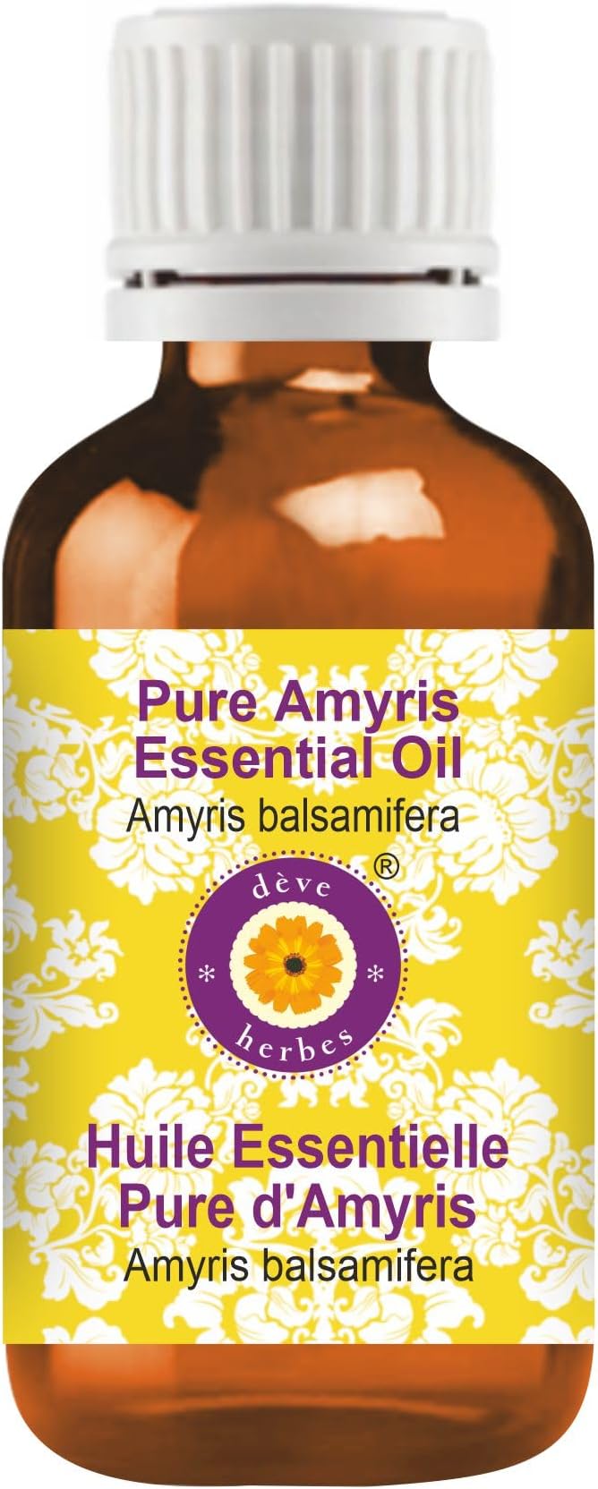 Deve Herbes Pure Amyris Essential Oil (Amyris balsamifera) Steam Distilled 50ml (1.69 oz)