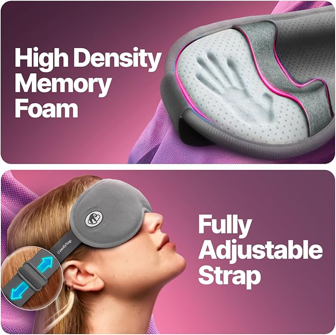 Eye Mask for Sleep with Ultimate Travel Case & Ear Plugs - DeepSpace™ Blackout Sleep Mask for Women Men, Side Sleeper Adjustable Eye Cover, Zero Eye Pressure, Memory Foam Eye Mask (Moon)