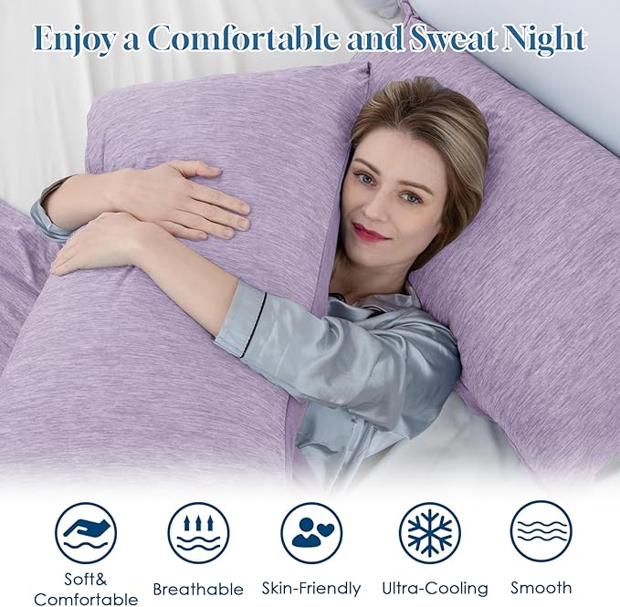 CHOSHOME Cooling Pillow Cases Zipper Pillow Covers Q-Max > 0.45 Zippered Pillowcases for Hot Sleepers, Soft, Breathable, Skin-Friendly, 4 Pack (King, 20"x36", Purple)