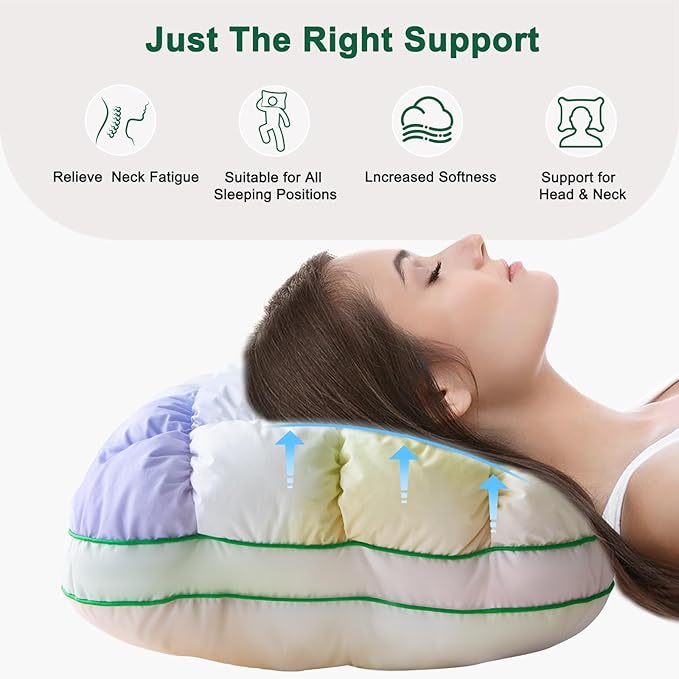 YOUR MOON Fluffy Support Bed Pillow Queen Size, Super Soft Premium Down-Alternative Filling for Sleeping, Luxury Hotel Quality Bed Pillows for Side Sleeper (Rainbow)