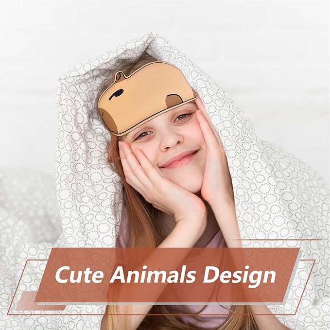 Cute Capybara Sleeping Mask Eye Mask Funny Animal 3D Contoured Sleep Mask Soft Breathable Blindfold Travel Eye Cover Eyeshade for Kids Adults Girls Boys Women Men (Capybara, Brown)