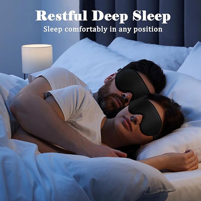 3D Contoured Sleep Mask for Men & Women - 100% Blackout Eye Mask with Adjustable Strap | Breathable Travel Sleeping Mask, Night Shift & Nap Essential