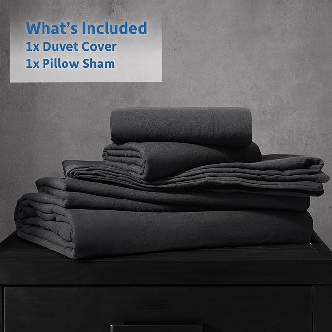 Nestl Twin Duvet Cover Set - Soft Double Brushed Black Duvet Cover Twin/Twin XL, 2 Piece, with Zipper Closure, 1 Duvet Cover 68x90 inches and 1 Pillow Sham
