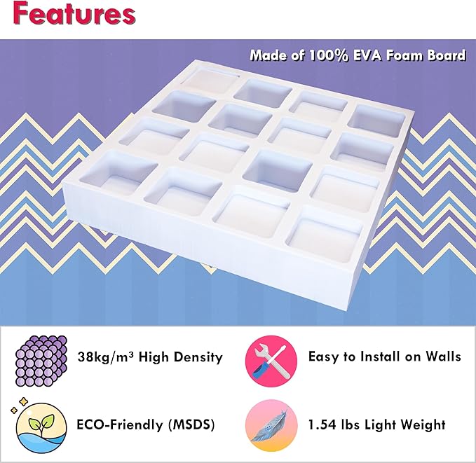 Foroomaco 4pcs EVA Acoustic Diffusers 12"x12"x2" (Total 24"x24"x2"), Waffle Style Sound Diffuser Panels for Home Studio and Wall Art, QRD Room Acoustic Treatment (White)