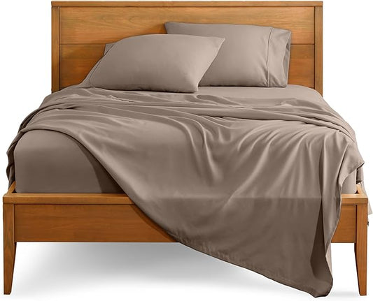 Bare Home Full XL Sheet Set - 1800 Ultra-Soft Microfiber Full Extra Long Bed Sheets - Double Brushed - Deep Pockets - Easy Fit - 4 Piece Set - Bedding Sheets & Pillowcases (Full XL, Taupe)