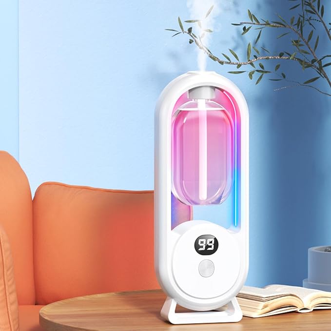 Waterless Essential Oil Automated Diffuser, Adjustable Automated Diffuser Sprayer, with CNC Screen Display, Intelligent Aromatherapy Diffuser, 360° No Dead Angle Surround Spray, for Bedroom