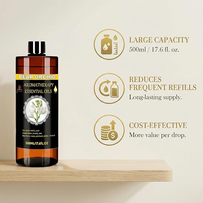 Essential Oils Diffuser Oil Refill 17.6fl.oz Large Volume Plant-Based Formula Aromatherapy Oil Air Refreshing Odor Reducing Long Lasting Scent Home Hotel Office Use Elitzia ET500EO2