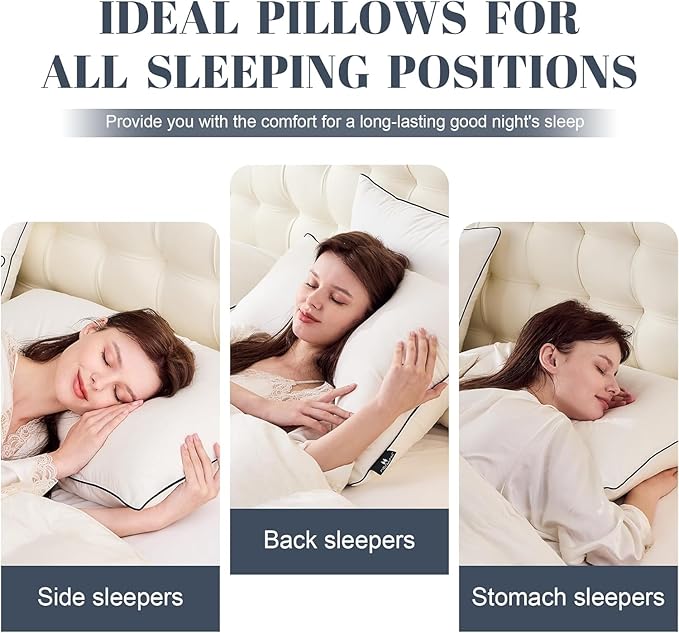 Flat Feather Down Pillows Pillows for Sleeping King Size Set of 1, Thin Hotel Pillow 1 Pack with Airyfil™ Fillings, Soft Bed Pillow for Stomach, Back Sleepers, Soft, 20×36 in.