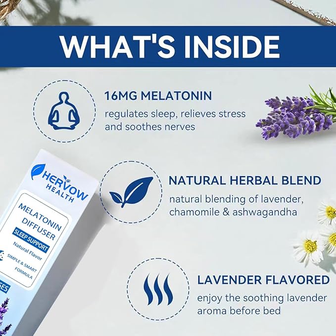 【HERVOW】 Portable Aromatherapy Diffuser for Essential Oils – 900 Uses Long Lasting, No Electricity, Natural Mint Lavender Chamomile, for Home Car Office Travel, Calming Air Freshener Gift