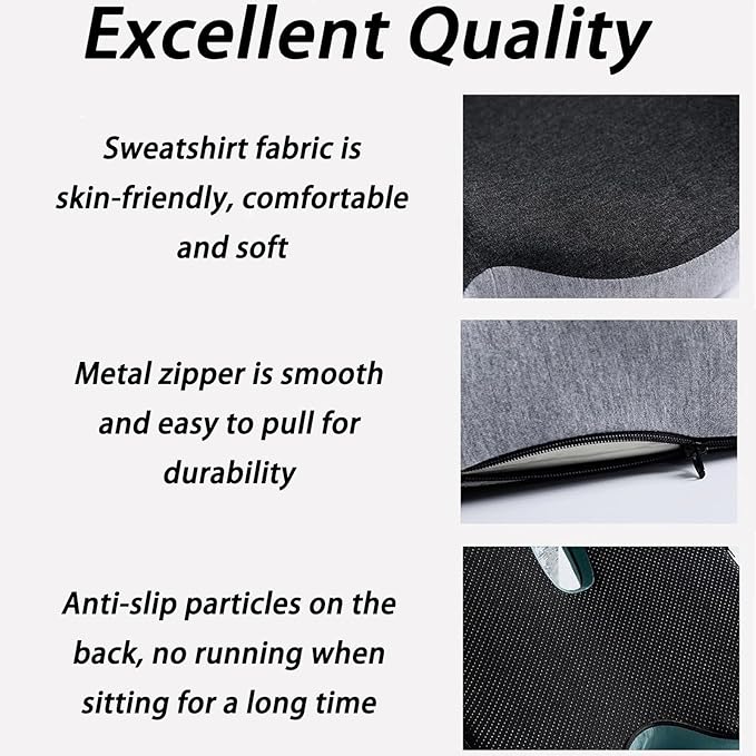 L-curve Pressure Relief Tailbone Pillow,Breathable Hip And Waist Protection Integrated Sacral Pillow, With Memory Foam Inner Core, Is Suitable For Office Chairs,Wheelchairs,And Car Seats(Blue)
