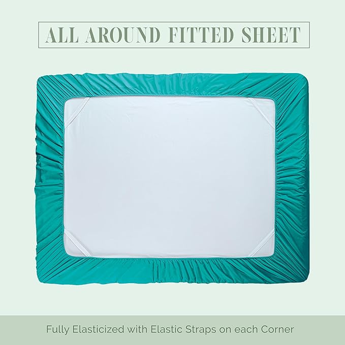 Elegant Comfort Luxurious 1500 Premium Hotel Quality Microfiber 4-Piece Sheet Set, 18-24 Inches Deep - Extra Deep Pocket Sheets - Ultra Soft 4PC Deep Pocket Sheets, Full, Turquoise