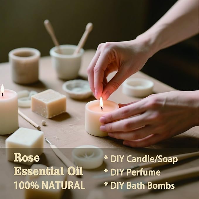 Rose Essential Oil – MLYNKL Rose Oils 8.33 fl oz for Diffusers, Humidifiers, Massage, DIY Candles, Soap, Cleaning, Home, Yoga, Office, Gifts - 250 ml