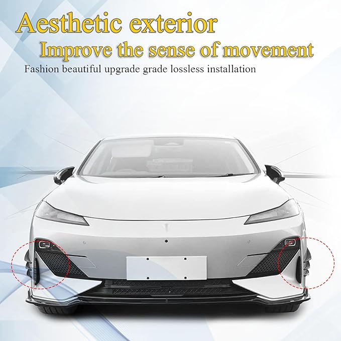 Pack-6 Car Spoiler Canards Kit, Universal Auto Front Bumper Lip Splitter, Body Anti-Collision Diffuser, Exterior Soft Rubber Decorative Stickers (Carbon Fiber Black)