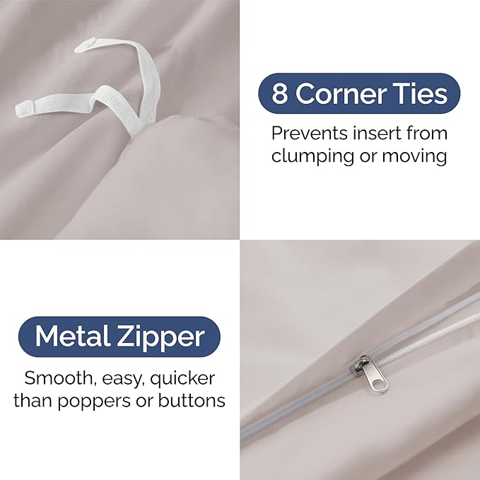 Duvet Cover Cal King Size Set - Extra Soft Cal King Duvet Cover 104" x 98" with 2 Pillow Shams - Hotel Luxury, Easy Care & Fade Free w/ Zipper Closures & Ties - Comfy, Cozy & Breathable (Light Grey)