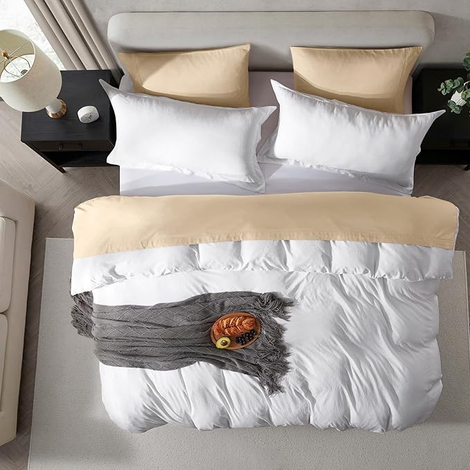 Nestl White California King Duvet Cover Sets - Soft Double Brushed Cal King Duvet Cover, 3 Piece, with Zipper Closure, 1 Duvet Cover 104x98 inches and 2 Pillow Shams