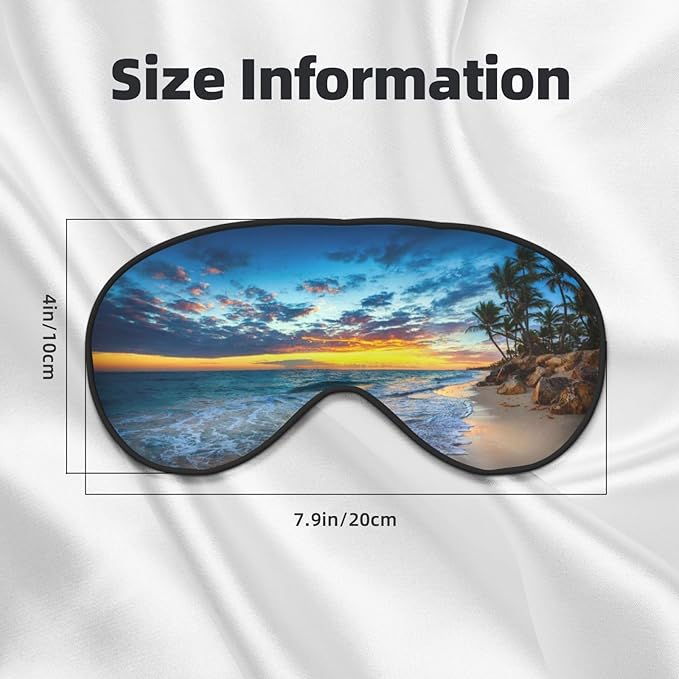 Orange Sunrise Over the Beach Sleep Mask Eye Mask with Adjustable Strap Eye Sleep Shade Cover Blocks Light for Women Men Airplane Travel Nap