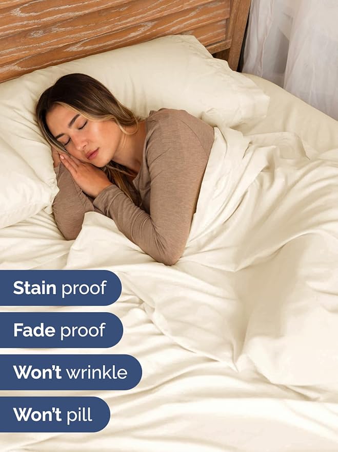 Extra Deep Queen Sheet Set - 4 Piece Breathable & Cooling Bed Sheets - Easily Fits 18 to 24 inch Mattress - Ultra Soft, Wrinkle & Fade Free with Extra Deep Pockets - Hotel Luxury Bedding - Off White